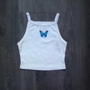 Ribbed Butterfly crop top